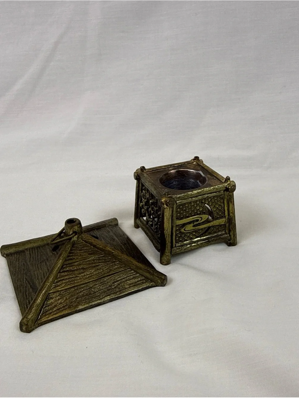 Vintage Asian Bronze-Tone Decorative Accent Incense Holder